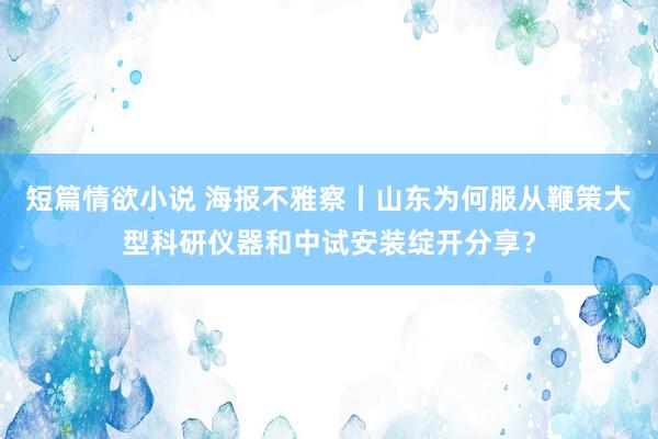 短篇情欲小说 海报不雅察丨山东为何服从鞭策大型科研仪器和中试安装绽开分享？