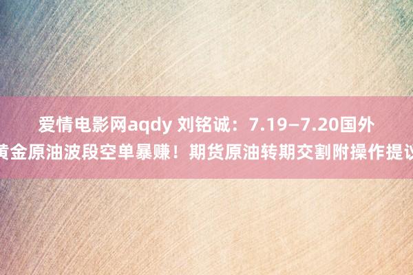 爱情电影网aqdy 刘铭诚：7.19—7.20国外黄金原油波段空单暴赚！期货原油转期交割附操作提议