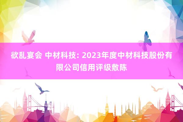 欲乱宴会 中材科技: 2023年度中材科技股份有限公司信用评级敷陈