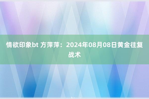 情欲印象bt 方萍萍：2024年08月08日黄金往复战术