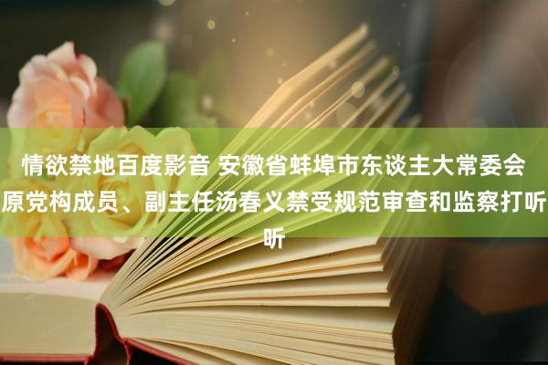 情欲禁地百度影音 安徽省蚌埠市东谈主大常委会原党构成员、副主任汤春义禁受规范审查和监察打听