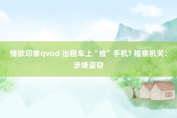 情欲印象qvod 出租车上“捡”手机? 稽察机关：涉嫌盗窃