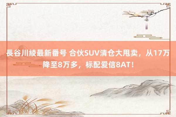 長谷川綾最新番号 合伙SUV清仓大甩卖，从17万降至8万多，标配爱信8AT！